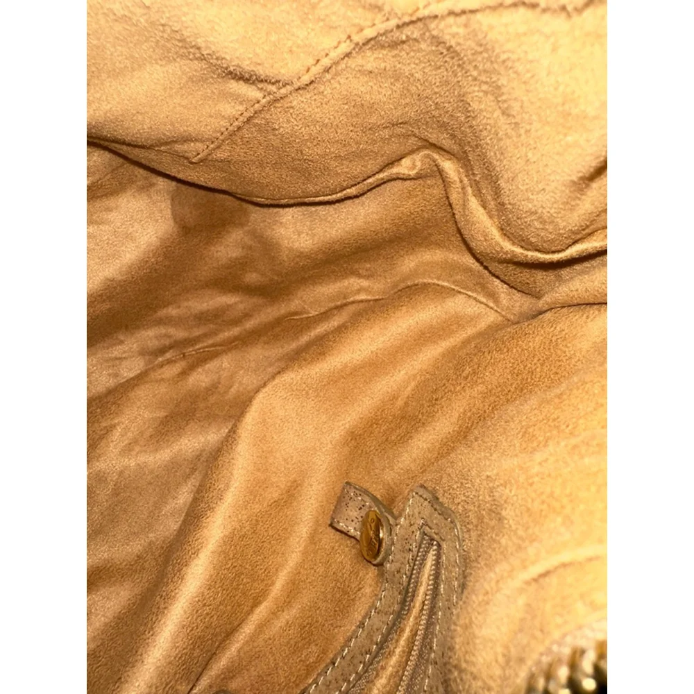 Jimmy Choo Gold Suede Metallic Hobo Bag